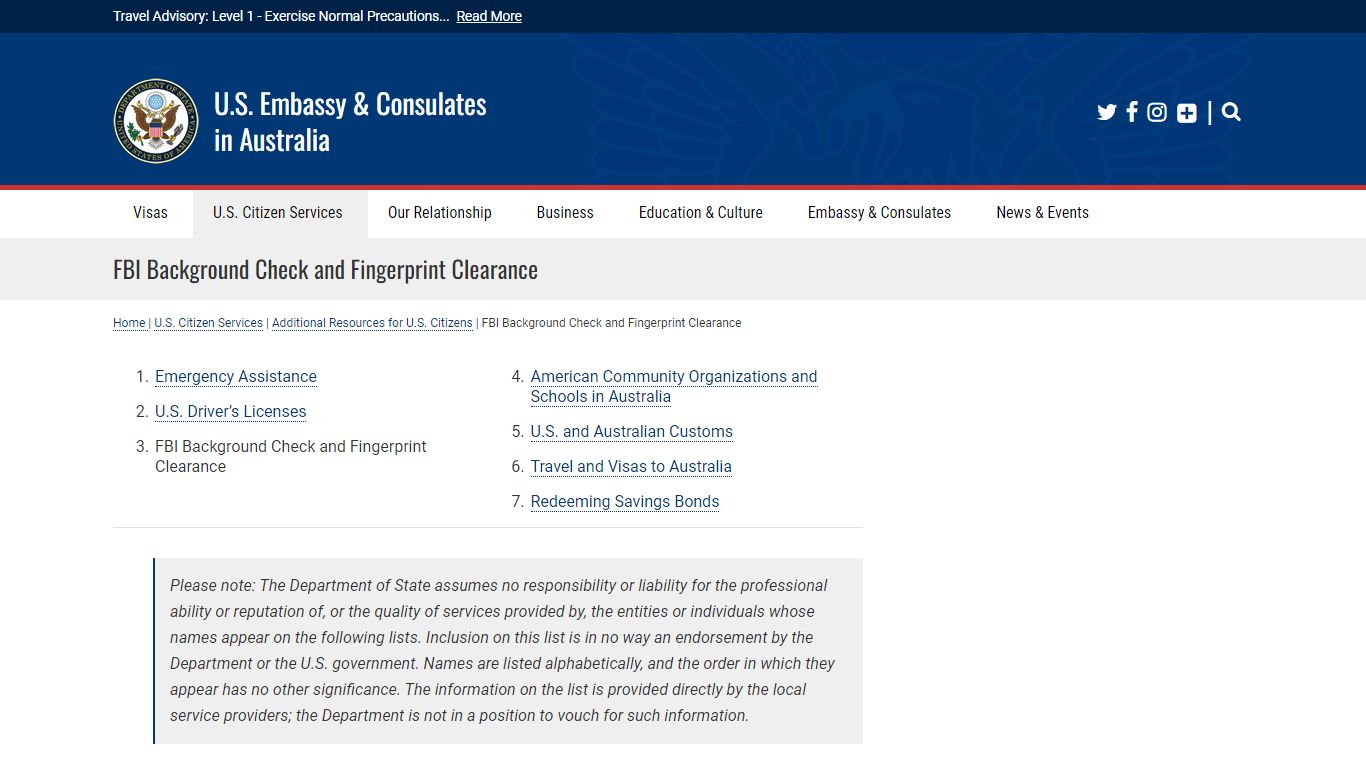 FBI Background Check and Fingerprint Clearance